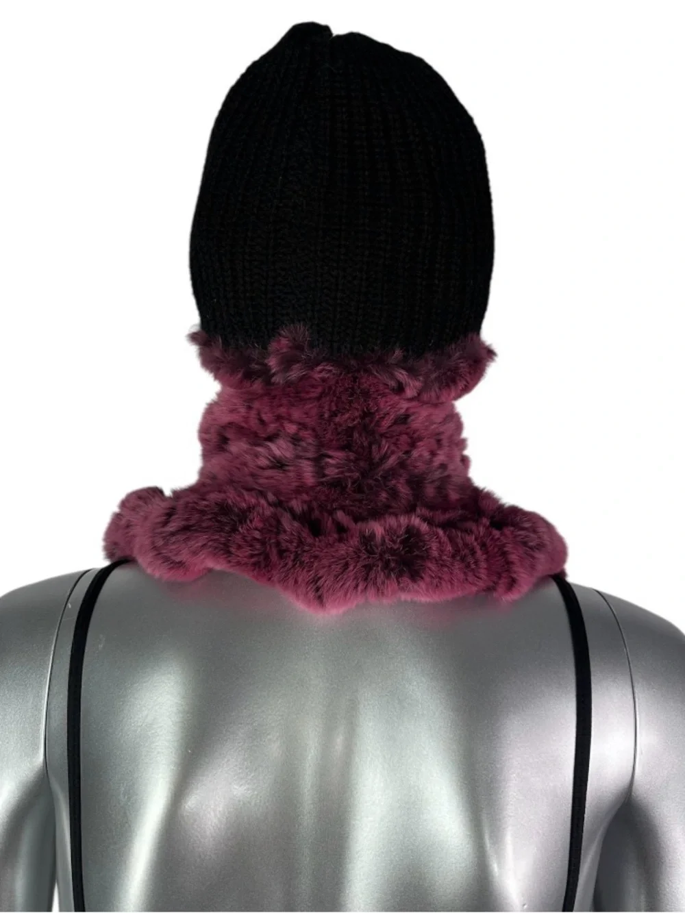 Rose REX RABBIT Hat and Scarf w/Rosettes, One Size 21”-23” w/Stretch, Certified